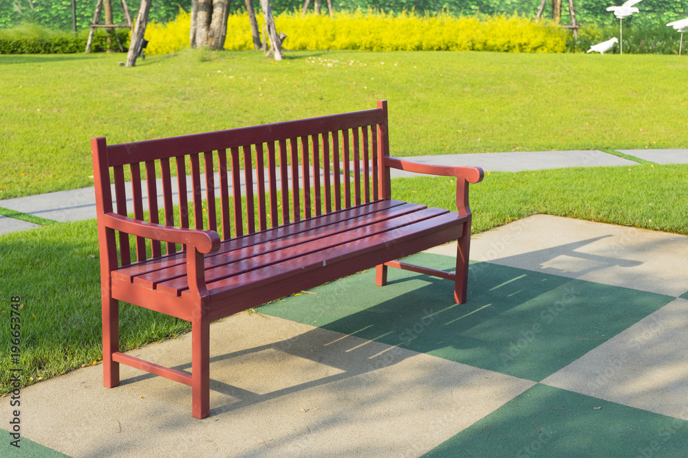 wood bench in the park