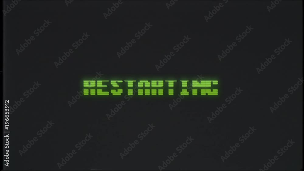 retro videogame RESTARTING text computer old tv glitch interference noise screen animation seamless loop New quality universal vintage motion dynamic animated background colorful joyful video