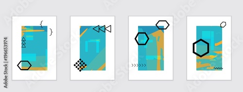 Set of artistic abstract universal card templates