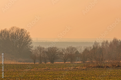 Równina o zachodzie słońca.
