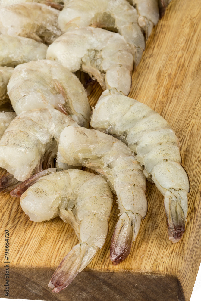 Raw shrimp on board Raw shrimp on board