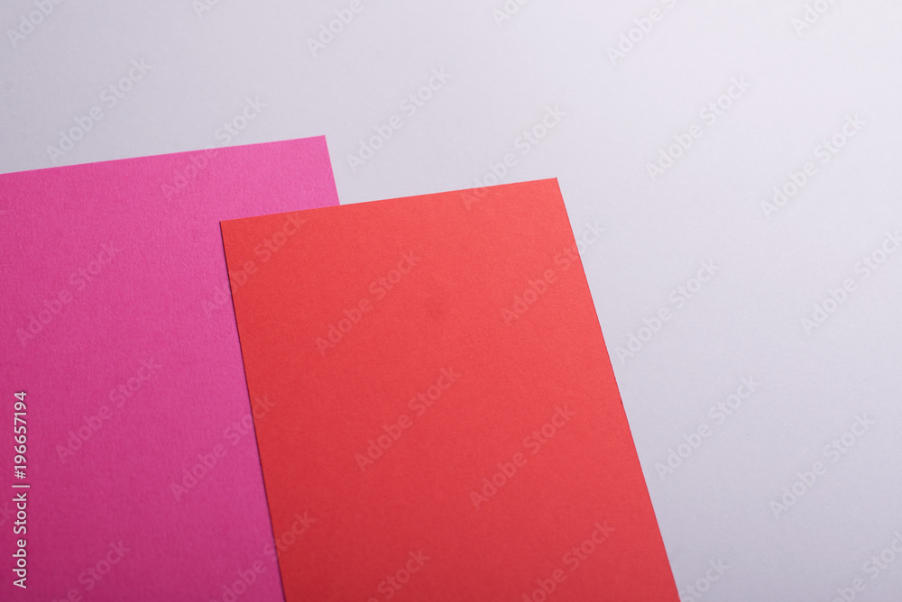 Cardboards of various colors on gray background. Mockup. Cardboards of various colors on gray background. Mockup.