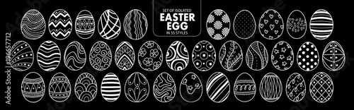 Set of isolated Easter eggs in 35 styles.