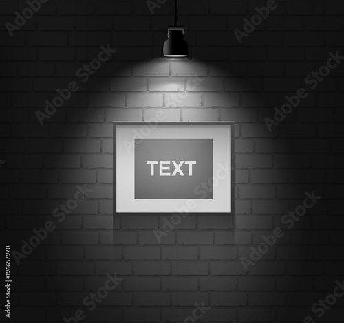 Brick wall background with light spot. Vector scene.