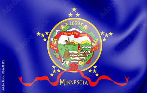 3D Flag of Minnesota (1894), USA. photo