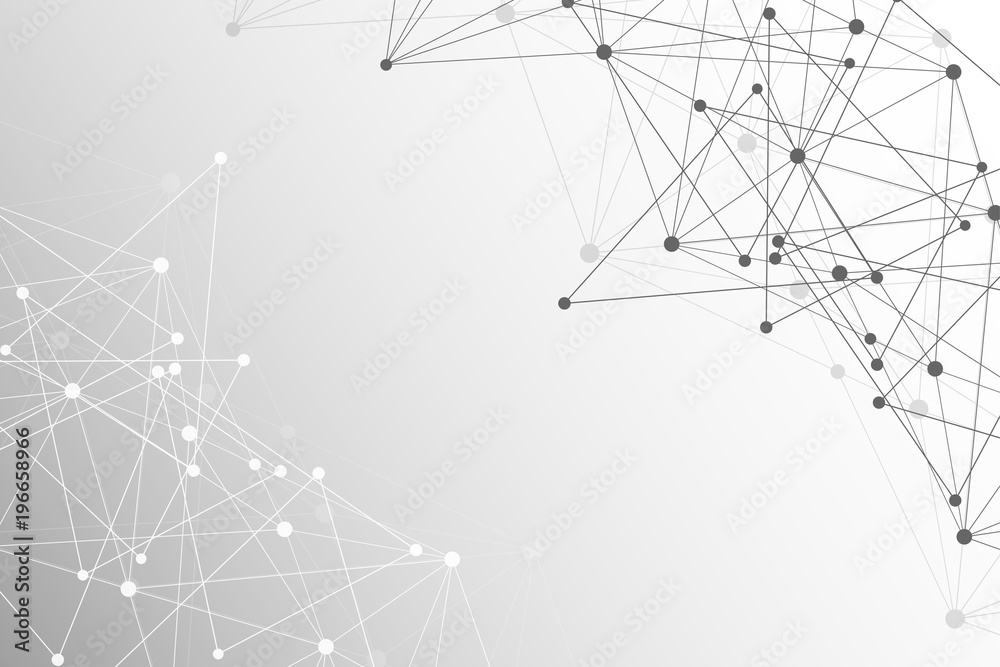 Geometric abstract background with connected line and dots. Structure molecule and communication. Scientific concept for your design. Medical, technology, science background. illustration.