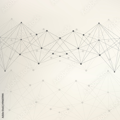 Geometric abstract background with connected line and dots. Structure molecule and communication. Scientific concept for your design. Medical, technology, science background. illustration.