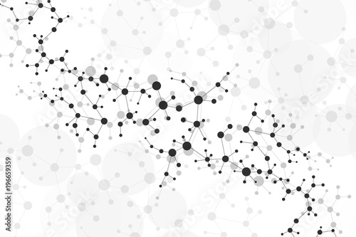 Structure molecule and communication. Dna  atom  neurons. Scientific concept for your design. Connected lines with dots. Medical  technology  chemistry  science background. illustration.