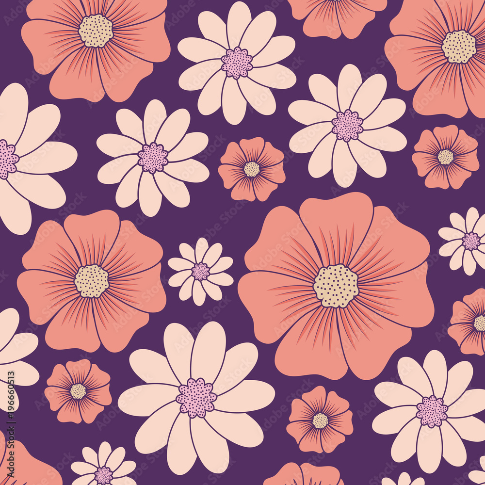 Beautiful flowers background, colorful design. vector illustration