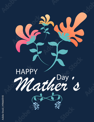 Happy Mothers Day With Flowers. Postcards for the holiday Mother's Day
