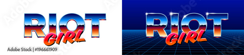 80s styled chrome fashion lettering with metallic type