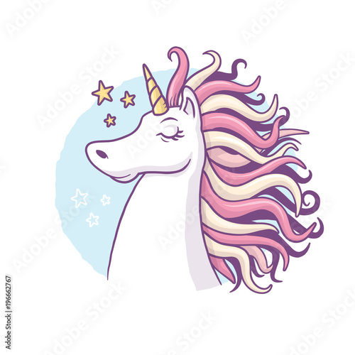 Beautiful colorful unicorn vector illustration 
