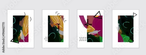 Set of artistic abstract universal card templates