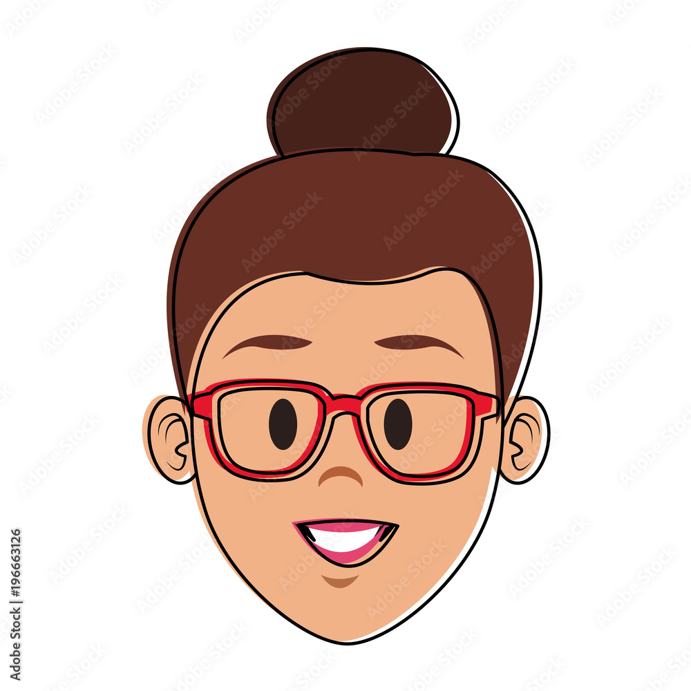 Young woman face cartoon vector illustration graphic design