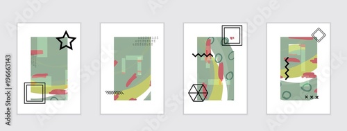 Set of artistic abstract universal card templates