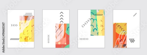 Set of artistic abstract universal card templates