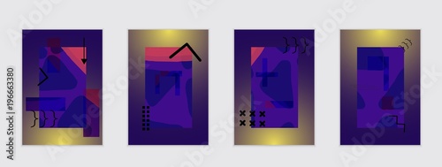Set of artistic abstract universal card templates