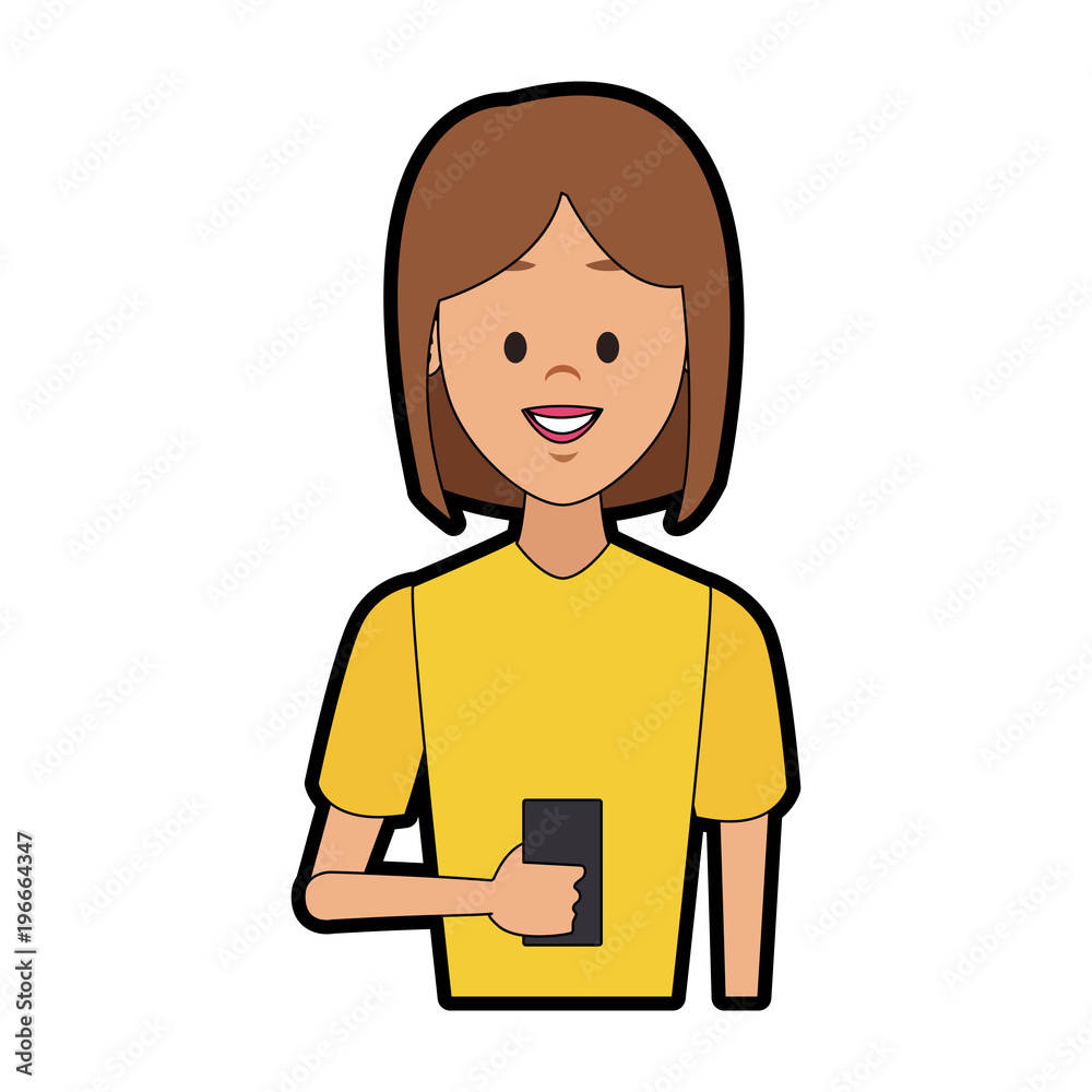 Young woman with smartphone vector illustration graphic design Young woman with smartphone vector illustration graphic design