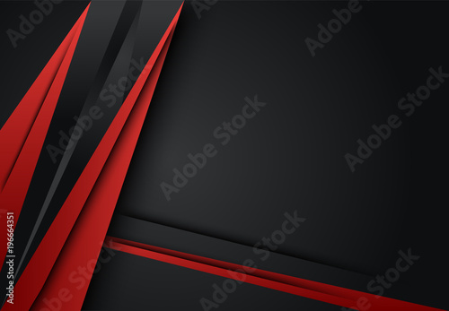 Red and Black abstract layer geometric background for card, annual business report, poster template