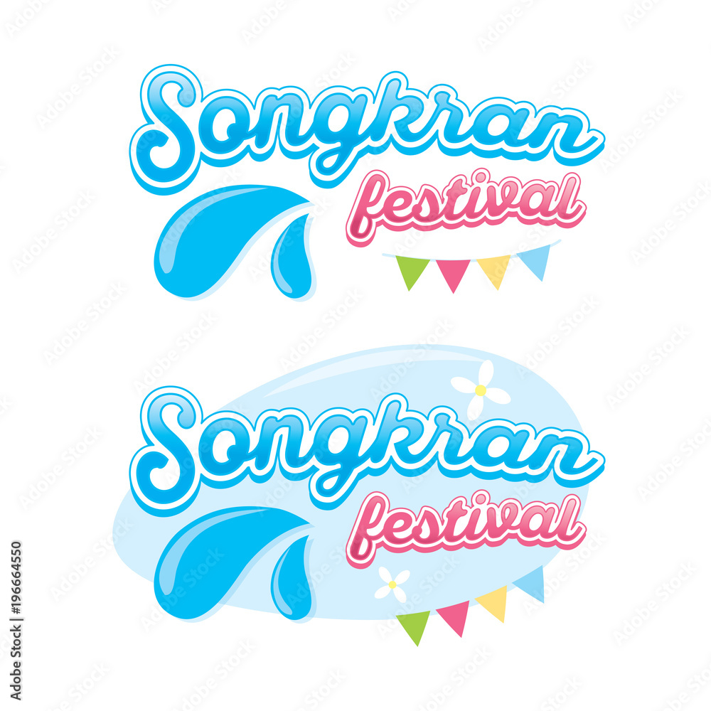 Songkran Festival Thai new year , Bangkok, lettering vector