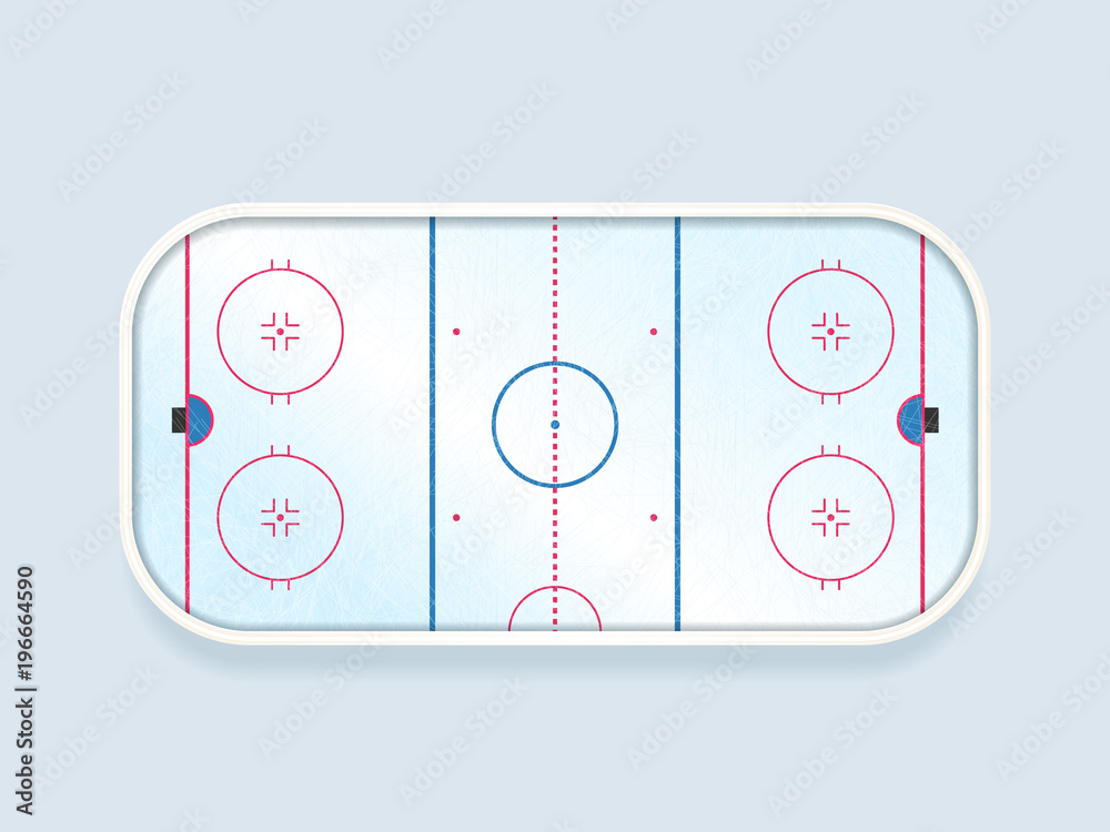 Naklejka premium Ice hockey ring international size vector illustration