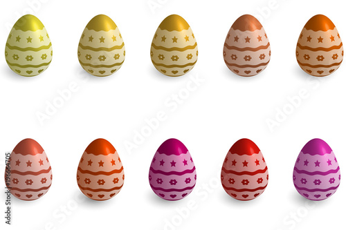 easter egg set vector drawing composition