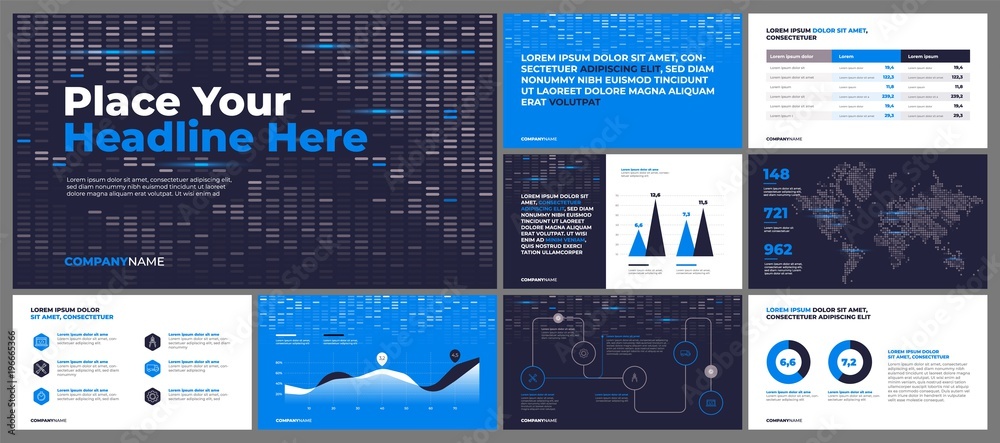 Presentation Template design. Business data graphs. Vector financial ...