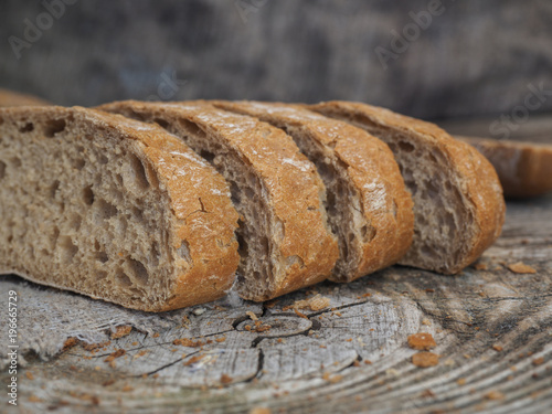 ciabatta bread on a wooden table photo