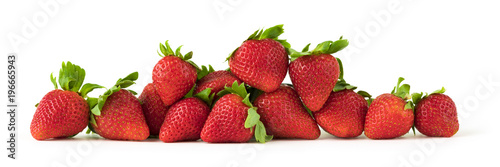 Red strawberries isolated on white background