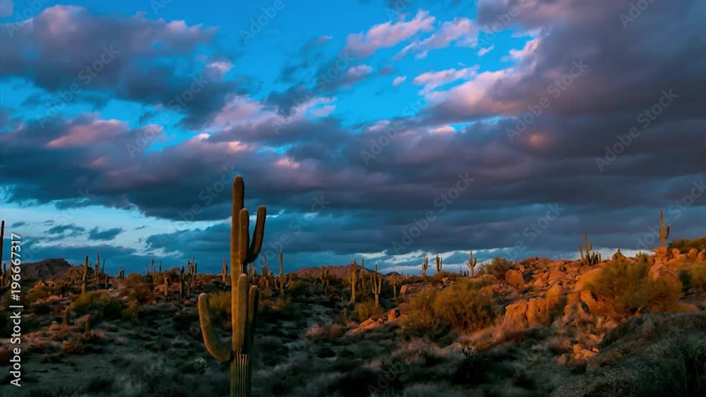 Arizona saguaro cactus sunset timelapse near Scottsdale, AZ