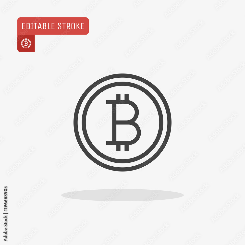 Outline Bitcoin icon isolated on grey background. Line Crypto currency symbol for website design, mobile application, ui. Blockchain based secure cryptocurrency. Editable stroke. Vector illustration. Outline Bitcoin icon isolated on grey background. Line Crypto currency symbol for website design, mobile application, ui. Blockchain based secure cryptocurrency. Editable stroke. Vector illustration.