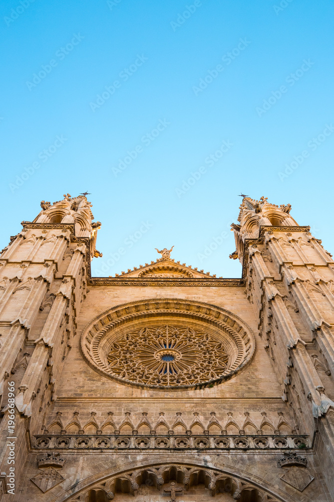 La Seu Cathedral, Palma de Mallorca, Spain. Stand-out landmark building of Palma, capital city of Balearic Islands. .