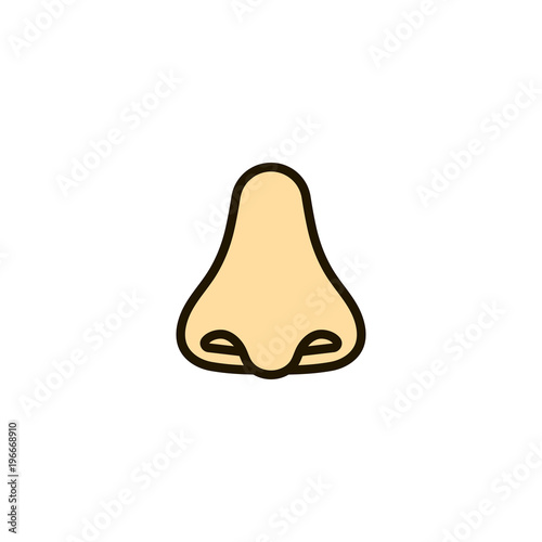 Outline color Human nose icon isolated on white background. Line Smell sense symbol for website design, mobile application, ui. Editable stroke. Vector illustration. Eps10.