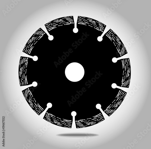 Cutting disk with diamonds - Diamond disc for concrete on the white background vector eps 10