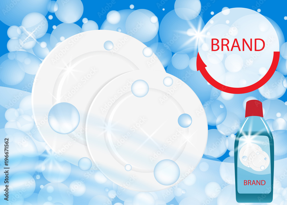 Dishwashing liquid products. Bottle label design. Dish wash