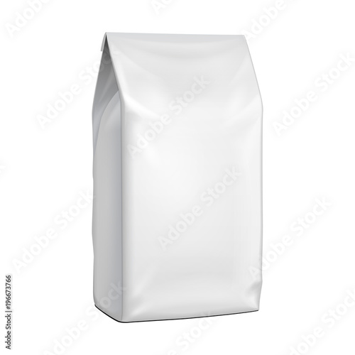 Blank Stand Up Pouch Snack Sachet Bag. Mock Up, Template. Illustration Isolated On White Background. Ready For Your Design. Product Packaging. Vector EPS10