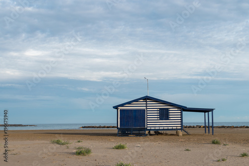 wooden house on the mediterranean beach