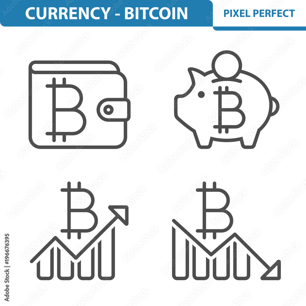 Bitcoin Icons. Professional, pixel perfect icons depicting various Bitcoin concepts. EPS 8 format.