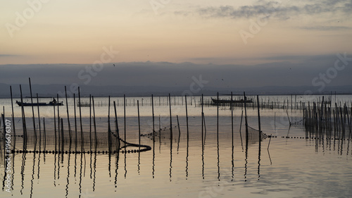 Beautiful colorful sunset on the lake near Valencia © Yury and Tanya