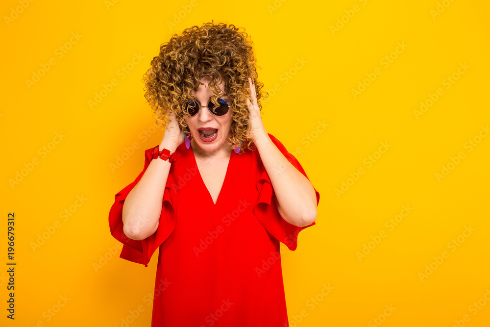 Attractive woman with short curly hair Attractive woman with short curly hair