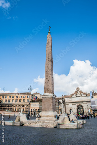 Obelisk in piazza del popolo square in Rome Italy