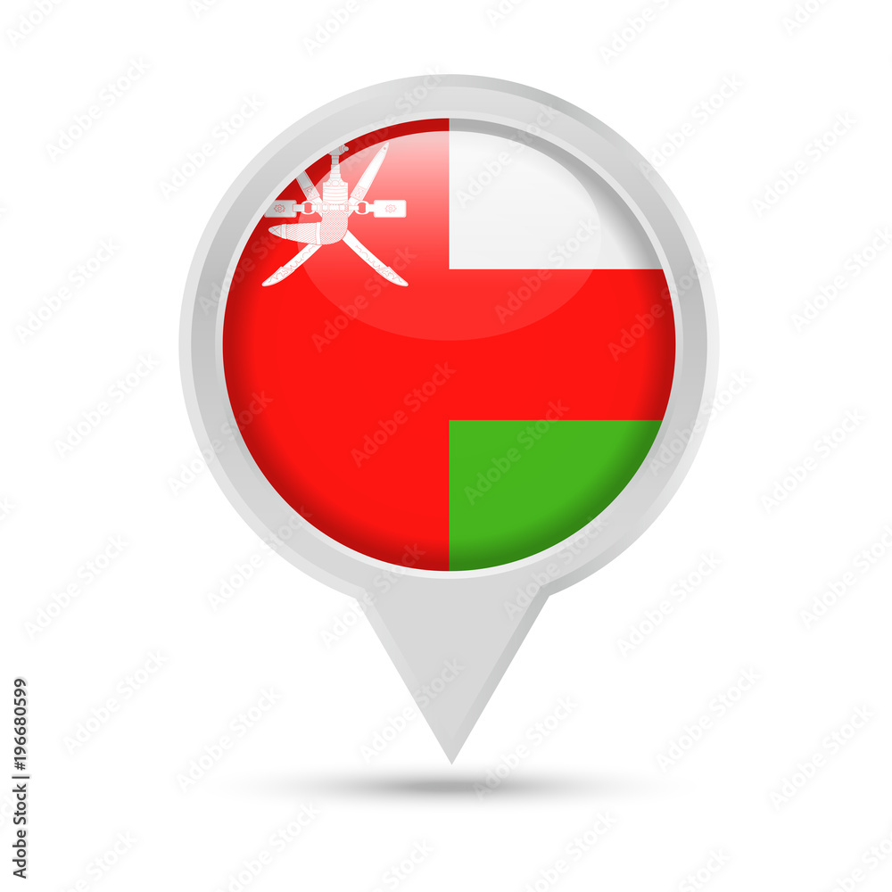 Oman Flag Round Pin Vector Icon Oman Flag Round Pin Vector Icon