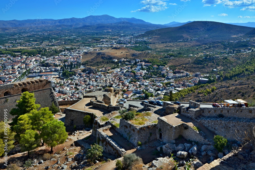 Greece-view from the fortress Palamidi to town Nafplion