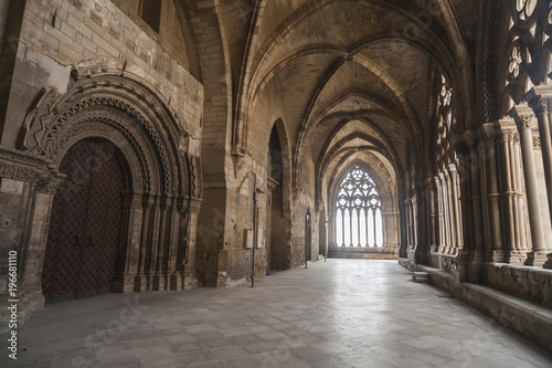  Old Cathedral interior cloister  Catedral de Santa Maria de la Seu Vella  gothic style  iconic monument in the city of Lleida  Catalonia.Spain.