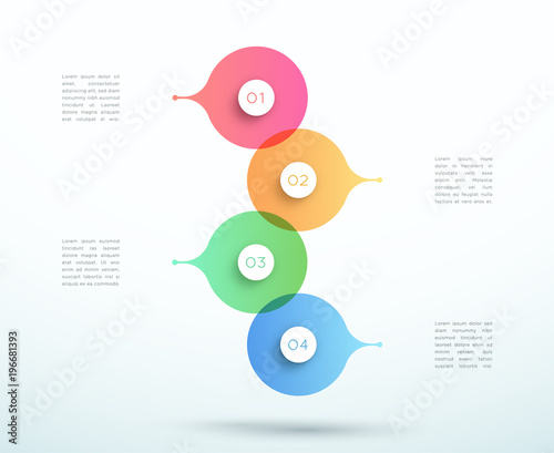 Abstract Vector 3d Stacked 4 Step Circle Infographic