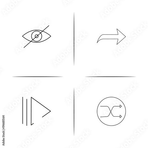 Buttons simple linear icon set.Simple outline icons