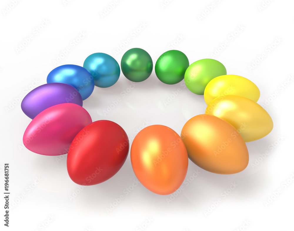 Easter eggs isolated on white. 3D illustration Easter eggs isolated on white. 3D illustration