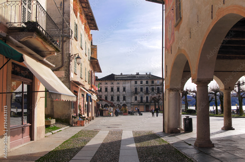 the downtown of beautiful italian village Orta San Giulio,Piedmont