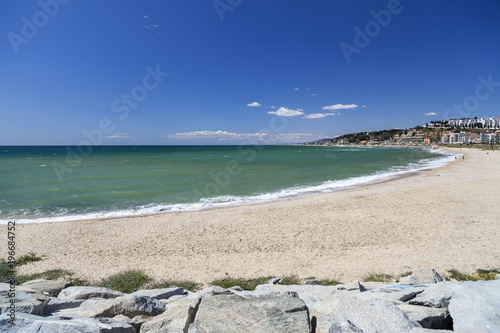 Mediterranean beach in Arenys de Mar, maresme region, province Barcelona, Catalonia. photo