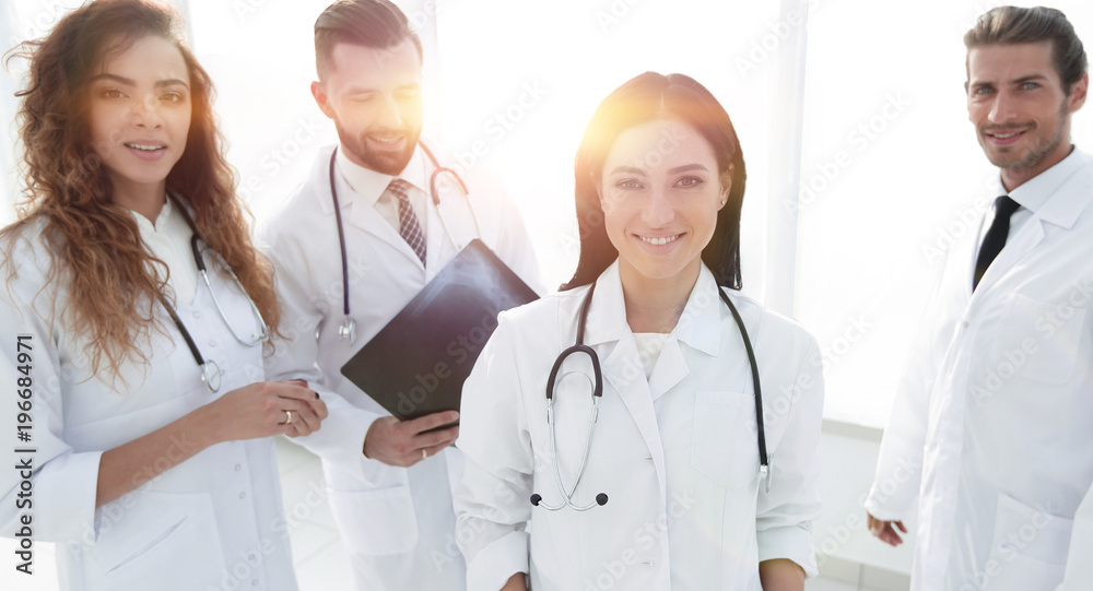 group of medical workers portrait in hospital group of medical workers portrait in hospital